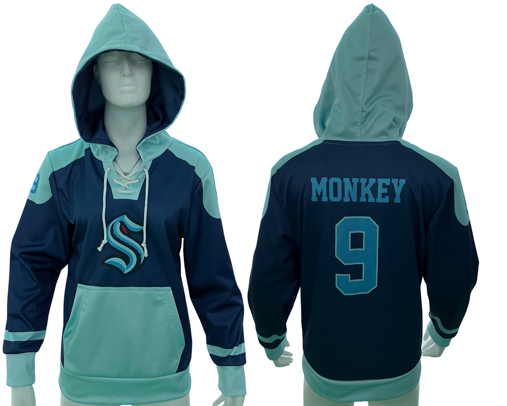 Custom Lace up Hockey Hoodie With Name & Number Personalized 