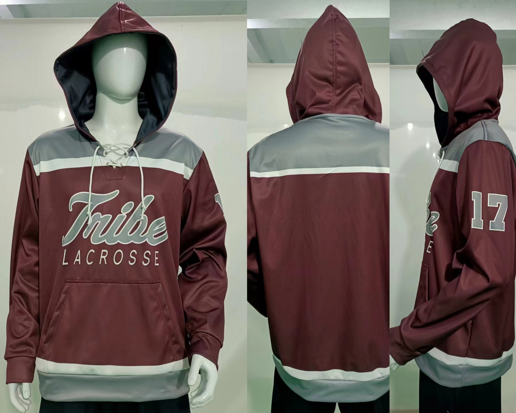 Custom Lace Up Sublimated Hockey Hoodies SPARTAN APPAREL MERCH Spartan Apparel Merch
