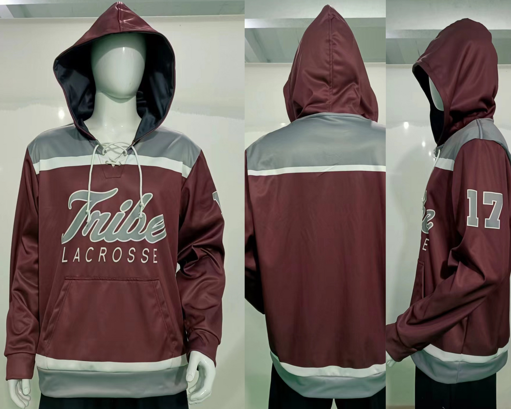 Custom Lace up Hockey Hoodie With Name & Number Personalized 