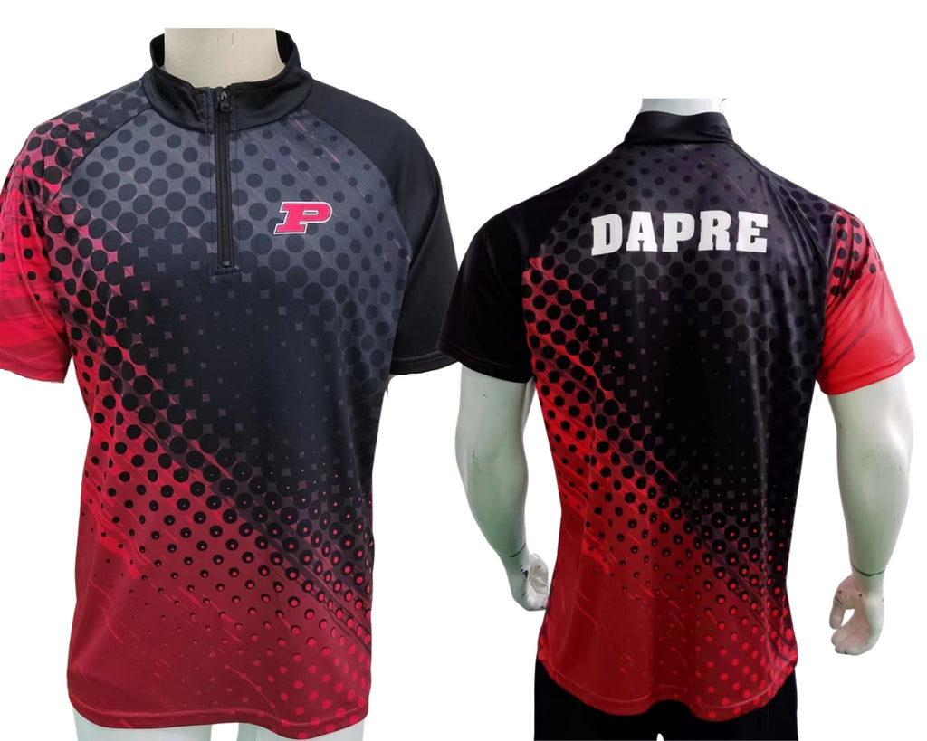 custom sublimated short sleeve quarter zip tshirt